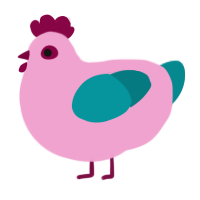 1 Year Old, a pink and teal chicken