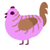 Chocolate dipped, a lavender and brown chicken with a half-bar pattern