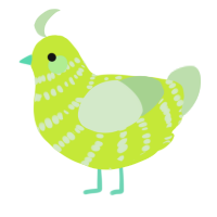 Seven Up, a lime and gluppy chicken with a bar pattern