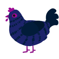 Nightcrawler, a navy and tumblr chicken with a bar pattern