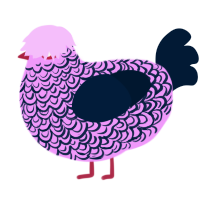 Lila, a lavender and tumblr chicken with a double-lace pattern