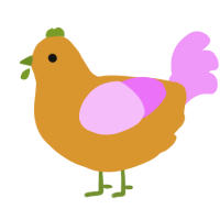 Polly, a orange and lavender chicken