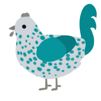 (unnamed), a mist and teal chicken with a speckle pattern