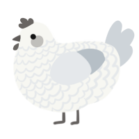 A white and mist chicken with a lace pattern