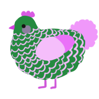 Slight Mold, a gluppy and lavender chicken with a lace pattern