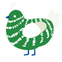 Lime Pie, a viridian and white chicken with a bar pattern