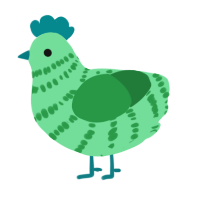 Moonflower, a spring and viridian chicken with a bar pattern