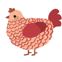 Strawberry, a rose and crimson chicken with a lace pattern