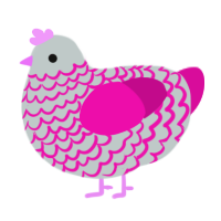 Era, a silver and fuchsia chicken with a lace pattern