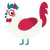 A white and crimson chicken