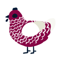 KING OF DEMONS, a maroon and white chicken with a lace pattern