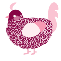 Hymenaios, a maroon and rose chicken with a double-lace pattern