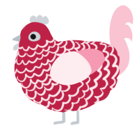 unfinished brain, a crimson and rose chicken with a lace pattern