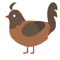 dirt turd, a brown and bark chicken with a head pattern