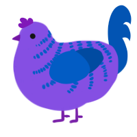 (unnamed), a blurple and ultramarine chicken with a half-bar pattern