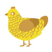 Perhaps, a yellow and gold chicken with a lace pattern