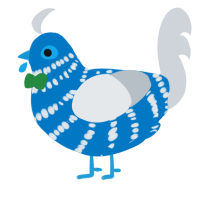 Fashion victim, a sapphire and mist chicken with a bar pattern