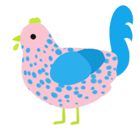 Sponge, a rose and sky chicken with a speckle pattern