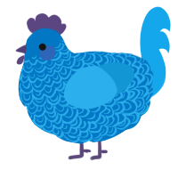 bluebell, a sapphire and sky chicken with a double-lace pattern