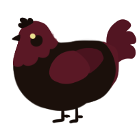 Erik, a sable and wine chicken with a head pattern