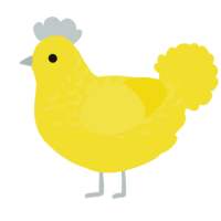 Squeak, a yellow chicken with a half-lace pattern