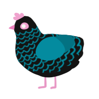 Inverted Miku, a black and sea chicken with a lace pattern