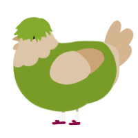 Chad Thundercock, a chartreuse and beige chicken with a head pattern