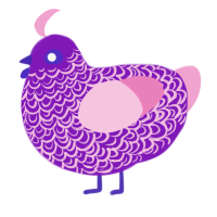 Glip Glop, a violet and pink chicken with a double-lace pattern