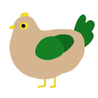A beige and leaf chicken