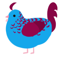 A sky and maroon chicken with a half-lace pattern