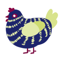 Sweetart, a navy and lemon chicken with a bar pattern