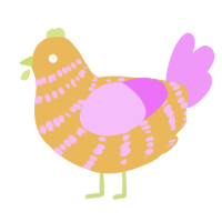 Sherbie, a honey and lavender chicken with a bar pattern