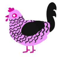 pinkmo, a lavender and black chicken with a lace pattern