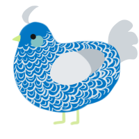 Surf, a sapphire and mist chicken with a double-lace pattern