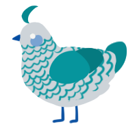 Kuzen, a mist and teal chicken with a lace pattern