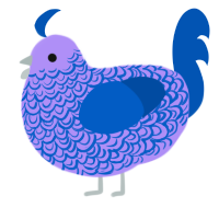 Treat, a lilac and ultramarine chicken with a double-lace pattern