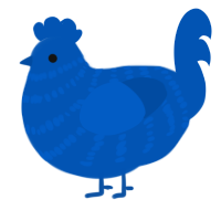 Sebby, a ultramarine chicken with a bar pattern