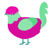A fuchsia and spring chicken with a head pattern