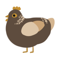 Walk on By, a bark and beige chicken with a neck-band pattern