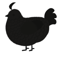 hole, a sable and black chicken with a lace pattern