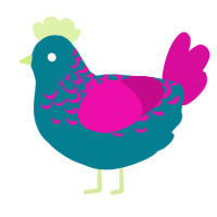 Overpriced Tie-Dye, a sea and fuchsia chicken with a half-lace pattern