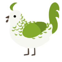 (unnamed), a white and chartreuse chicken with a half-lace pattern