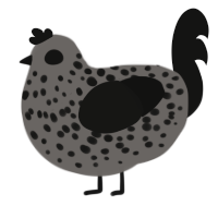 (unnamed), a grey and black chicken with a speckle pattern