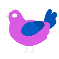 Bibble, a orchid and ultramarine chicken