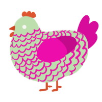 TEETH TEETH TEETH, a gluppy and fuchsia chicken with a lace pattern