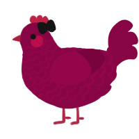 Cherry, a maroon chicken with a lace pattern