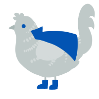 Grave, a silver chicken with a half-bar pattern