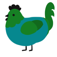 Minecraft Zombie, a teal and leaf chicken with a head pattern