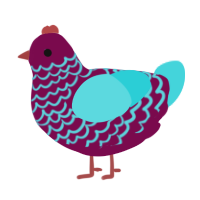 Phil, a wine and aqua chicken with a lace pattern