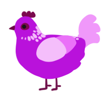 test tube, a amethyst and lavender chicken with a neck-speckle pattern